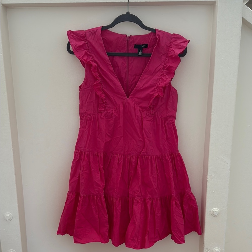 Aqua Fuchsia Ruffle Mini Dress